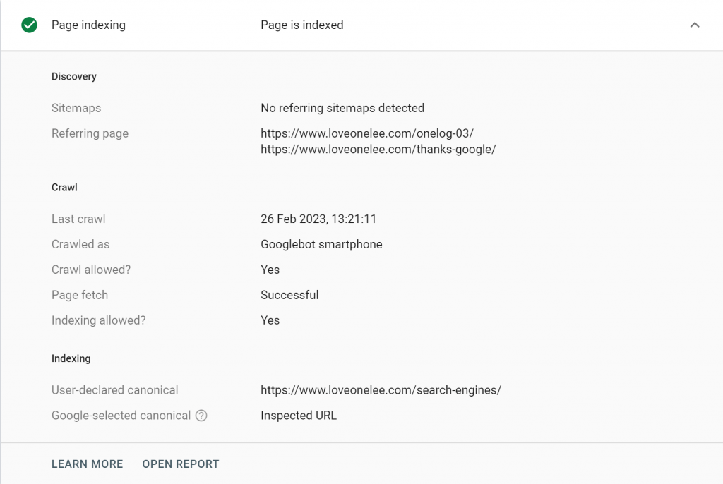 Page Indexing Report