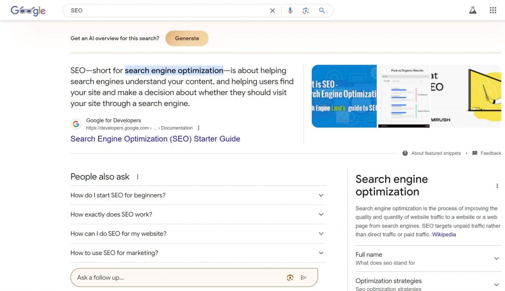Google搜索结果中呈现