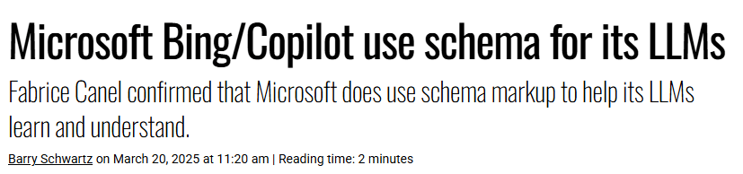 Microsoft Bing/Copilot use schema for its LLMs - SEJ
