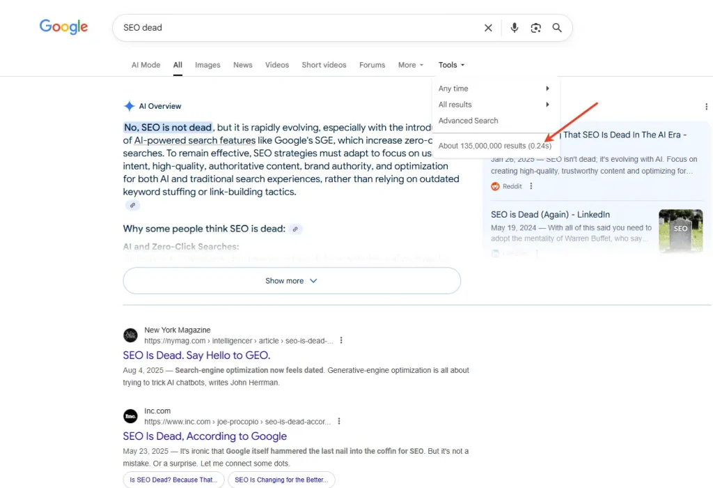 SERPs for SEO Dead